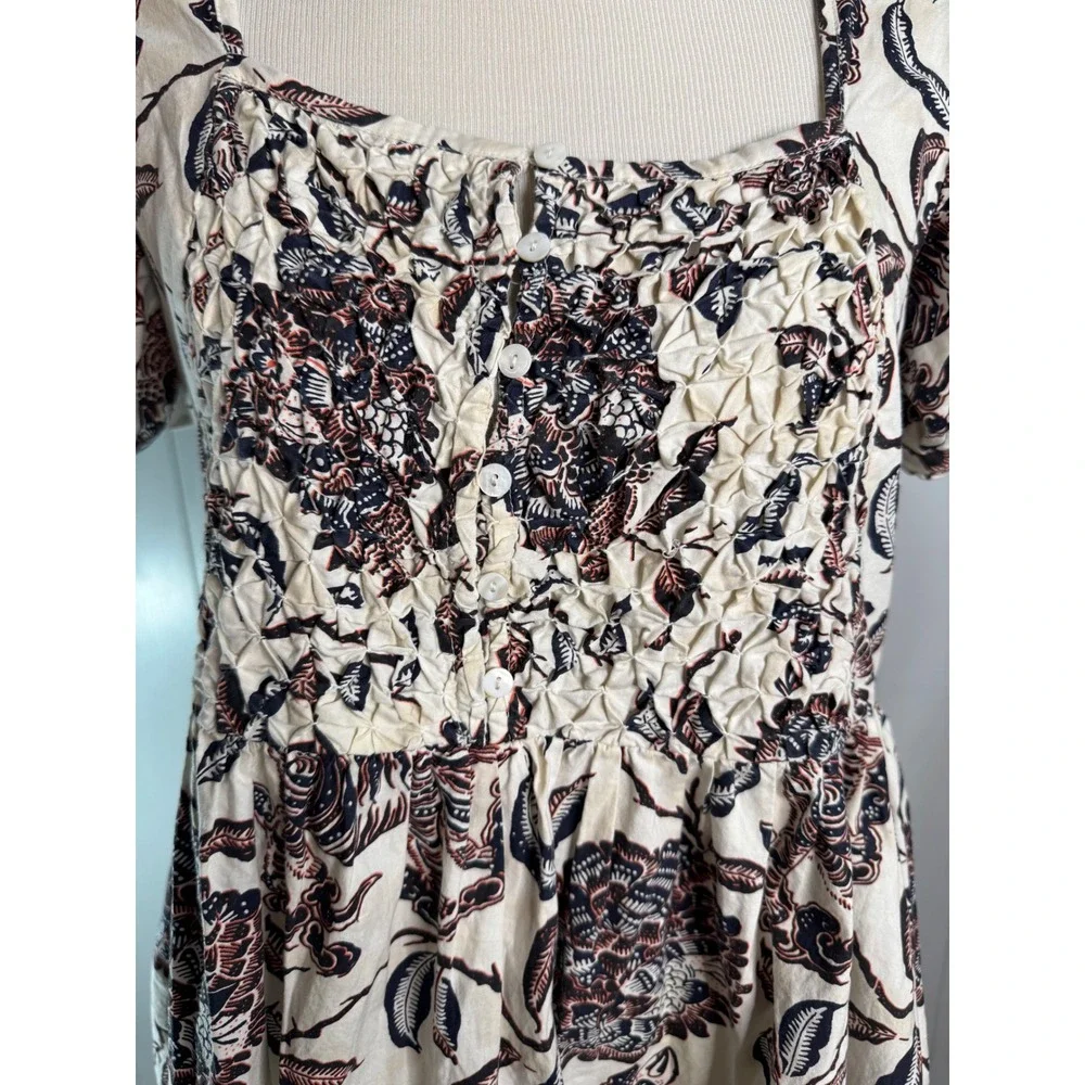 House of Harlow 1960 Floral Smocked Square Neck Ruffle Mini Dress Size S‎ - Picture 2 of 8